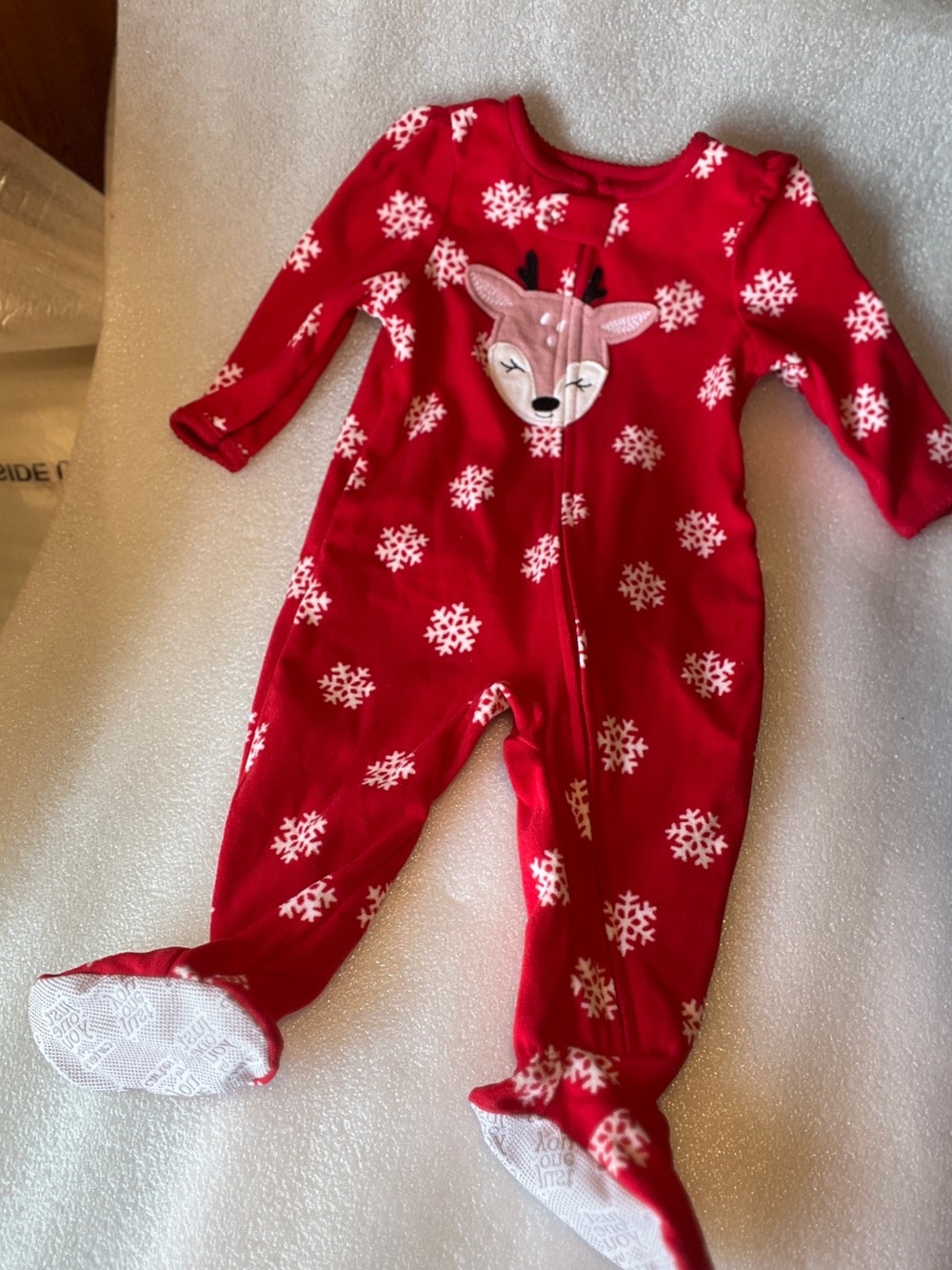 Carters Just On You Reindeer Snowflake One-Piece Footed Pajamas - 12M